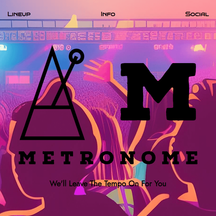 Screenshot of Fictional Music Festival Website Called Metronome