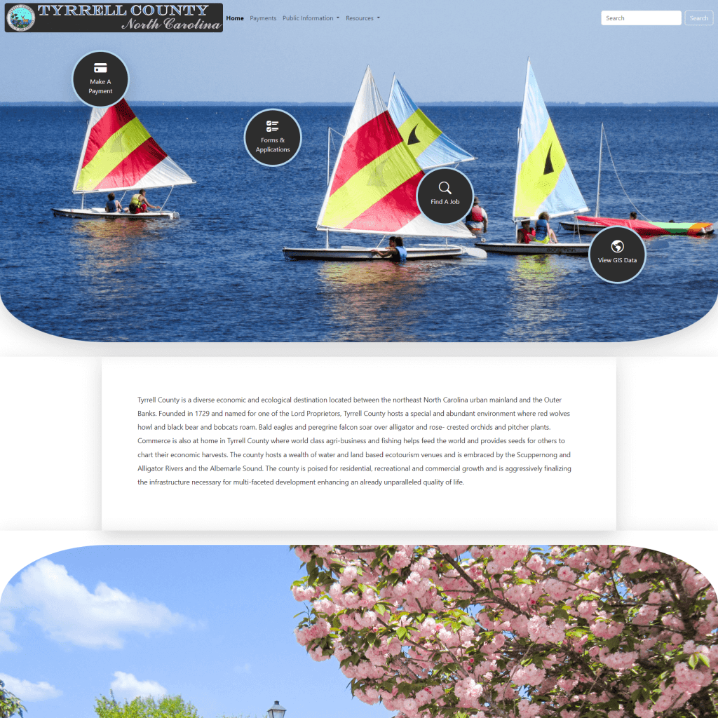 Screenshot of Tyrell County Website Redesign